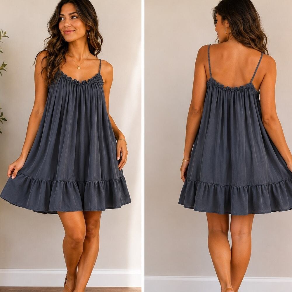 Unsubscribed 100% Silk Charcoal Slip Dress NWT XL Relaxed Fit